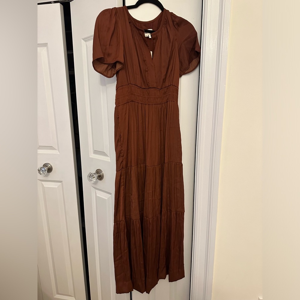 Anthropologie silk brown dress. Stunning color. New with tags